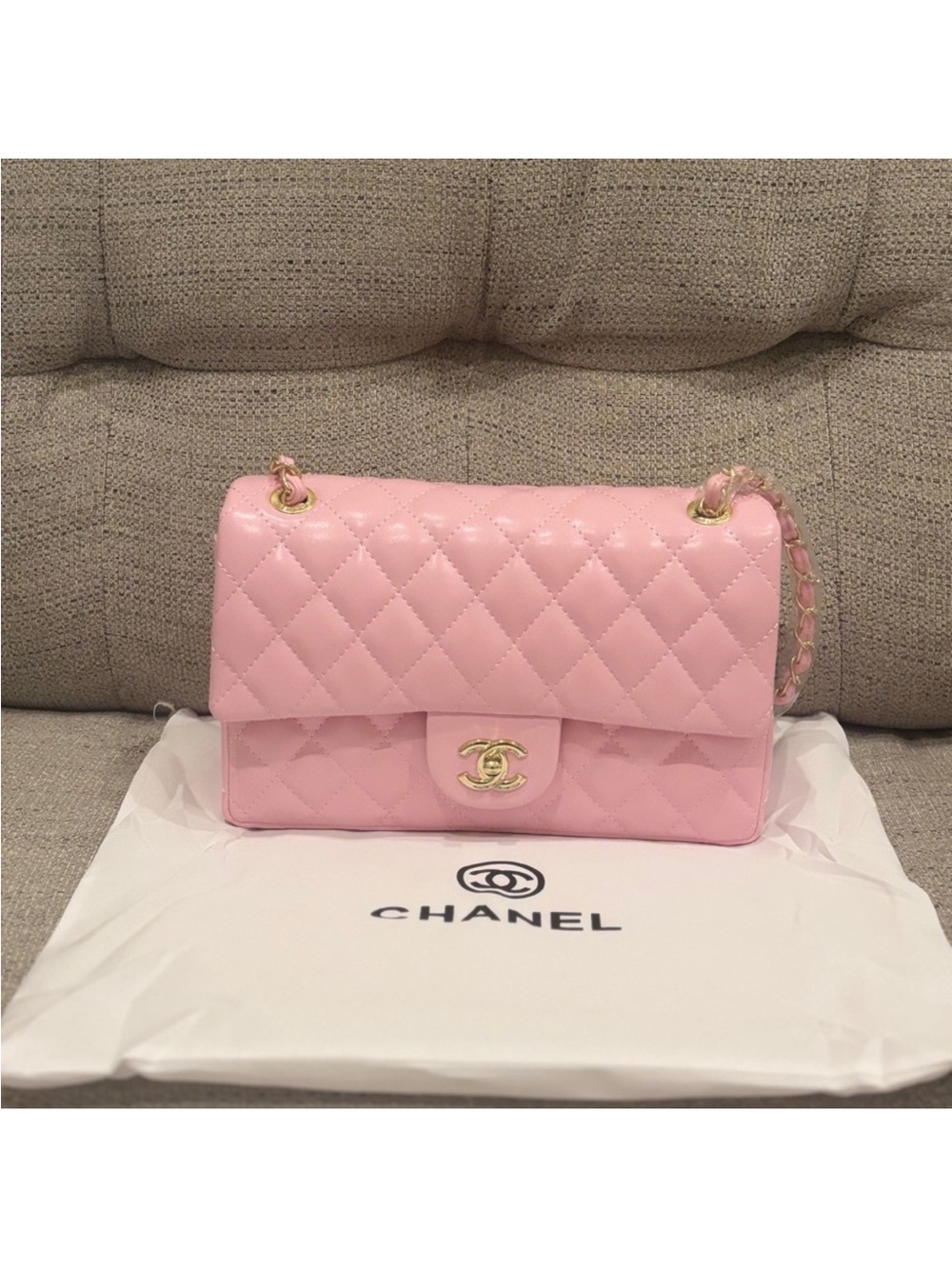 Source Unknown pink Quilted Shoulder Bag with Chain Strap